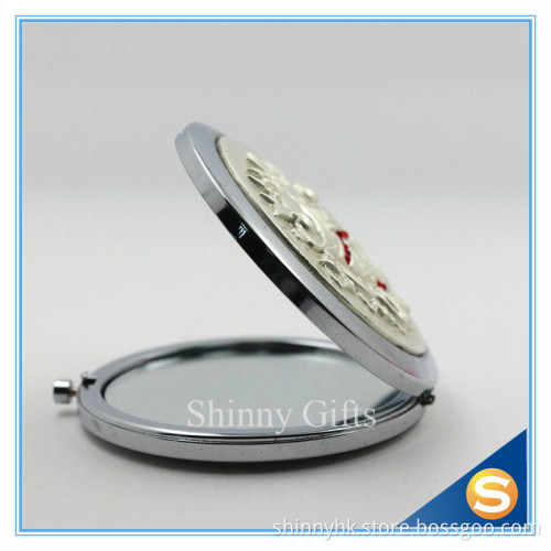 Pocket cosmetic mirror Portable Folding Magnifying Metal Make up Mirror Double Side Compact Mirror